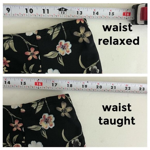 black floral vintage 90s midi skirt with asymmetric hem - Picture 5 of 7